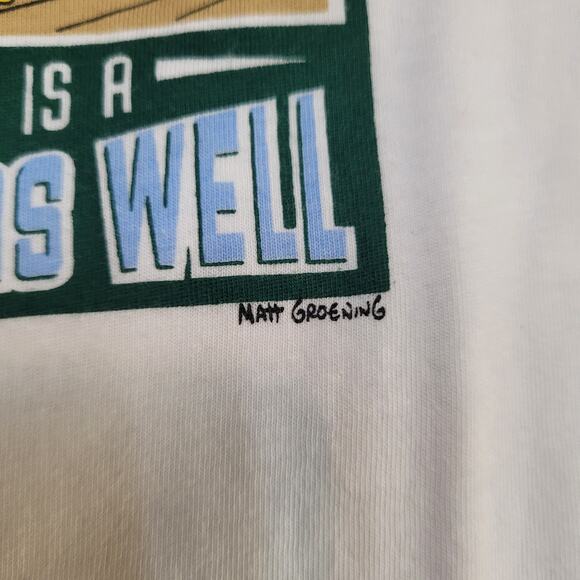 VTG Y2K Simpsons Homer Bowling Tee Single Stitch Boxy Fit Mens L Ringer Collar - Picture 3 of 5